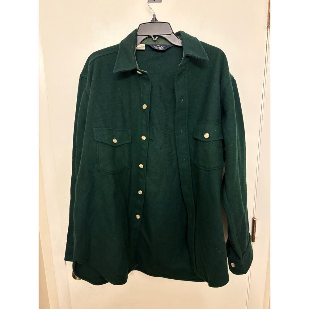 Vintage 80s Woolrich CPO Wool Shirt Jacket Forest Green Made in USA L - Picture 5 of 7